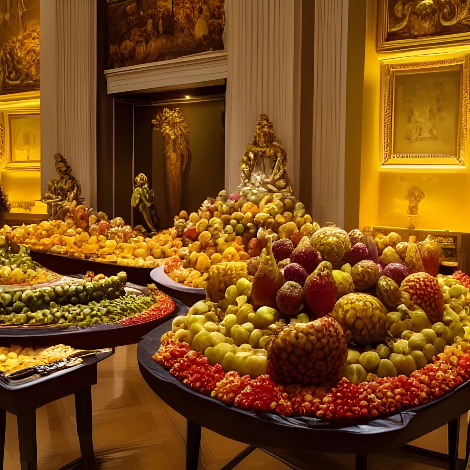  Beautifully presented exotic fruit in the amber room of the Hermitage Museum 0  by @Juliako