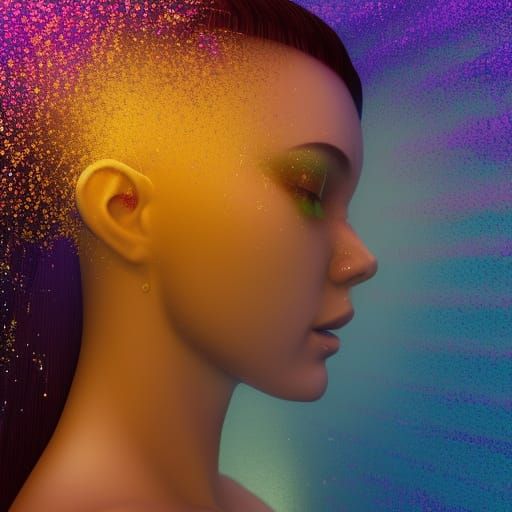 Woman showering in glitter