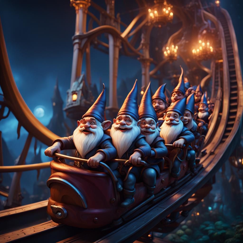 Night gnomes rolling on the the rollercoaster   by @Billcat