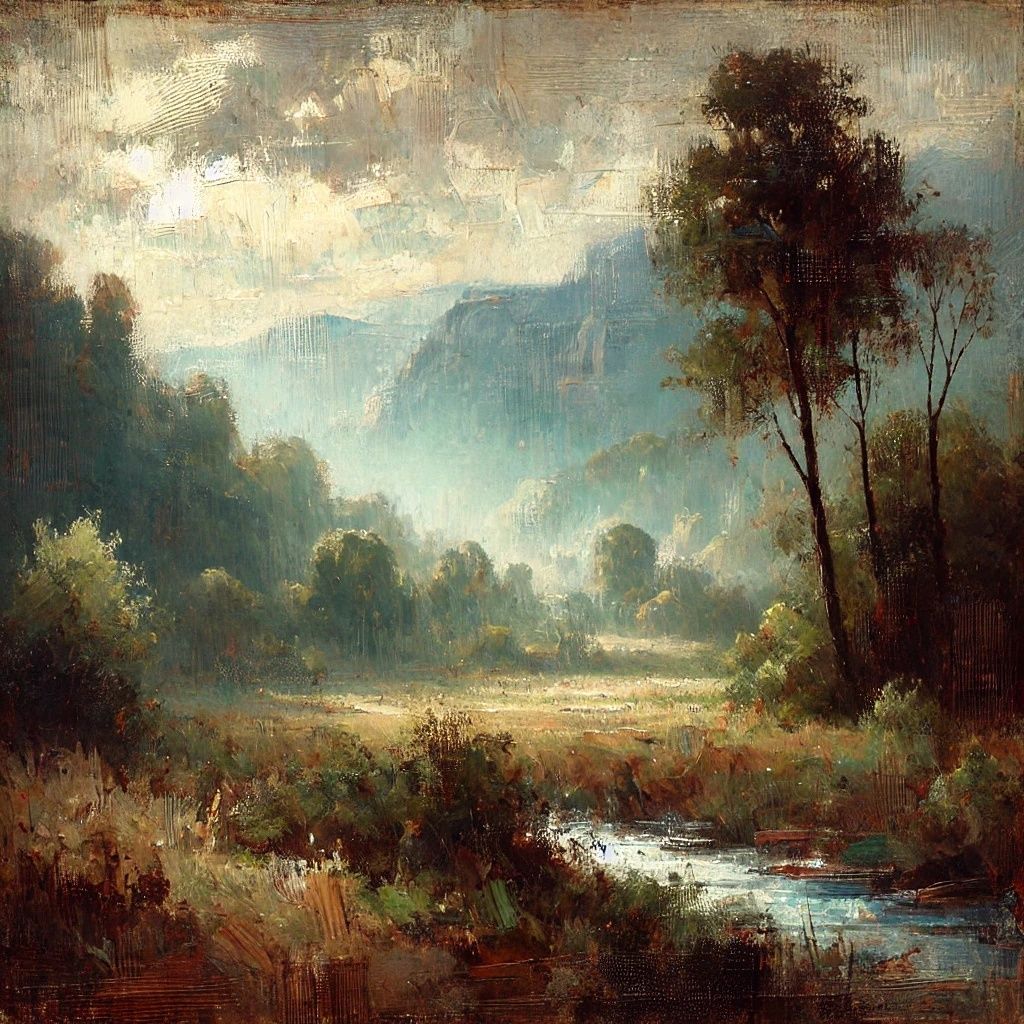 Charming Landscape with a Valley in the Mountains. DALL-E 3 ...