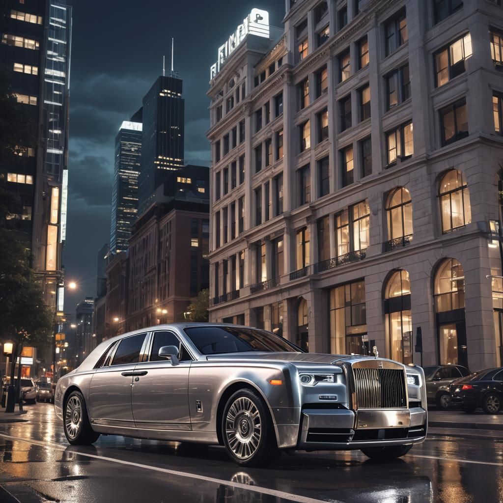 Luxury Rolls-Royce Phantom in Futuristic Silver Design