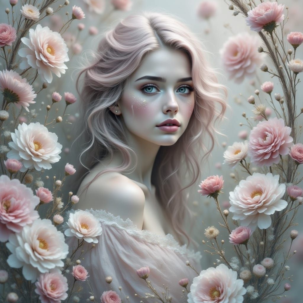 <lora:DreamweaverFlux:1.0> <lora:Dreamy Gouache 2:1.0> <lora:FiosFantasySeashells:1.0> <lora:GoldenHour:1.0> Whimsical, joyful, pink flowers...