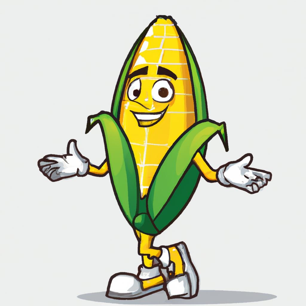 Corn mascot, full-body portrait
