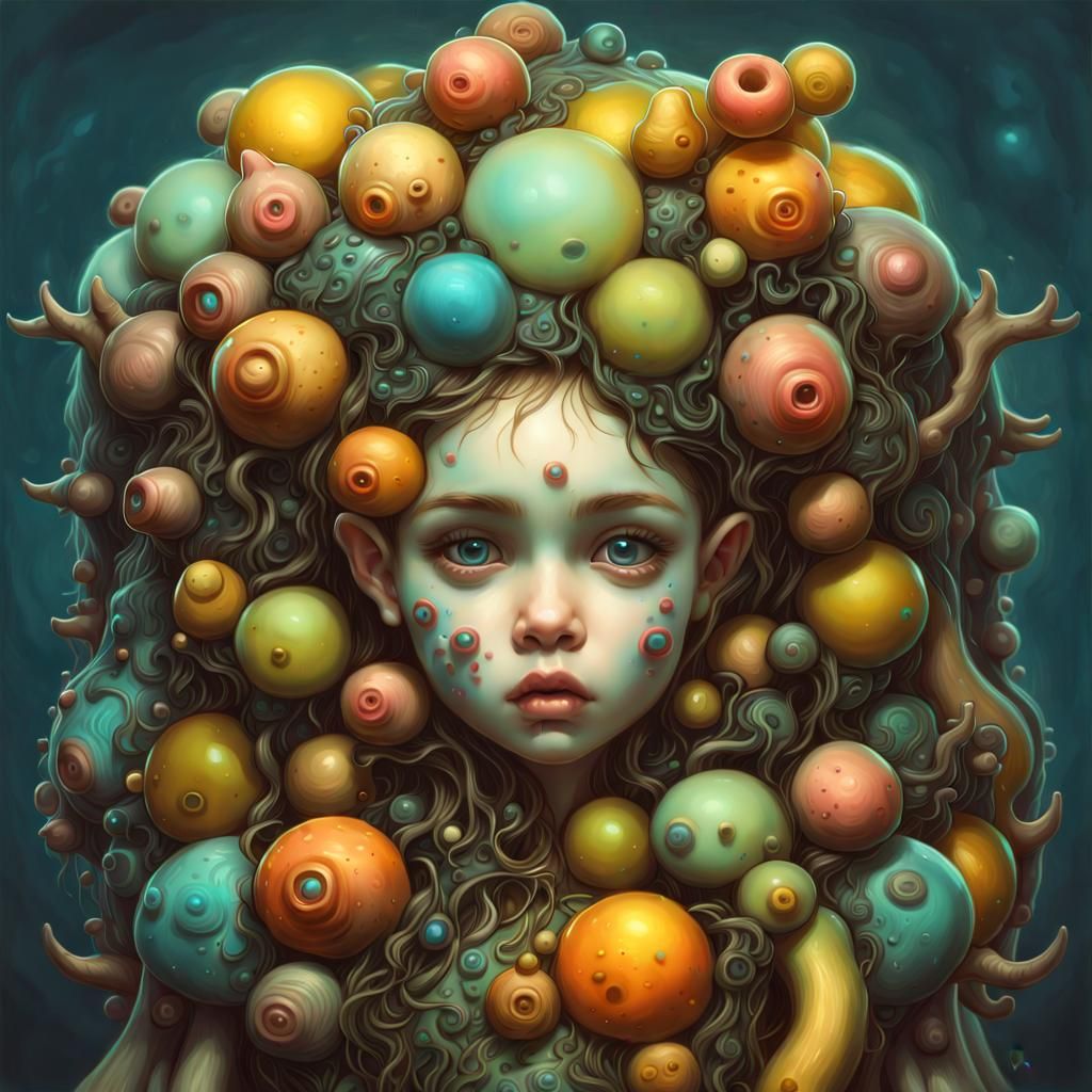 Bioluminescent Monster Creature with Girl's Face