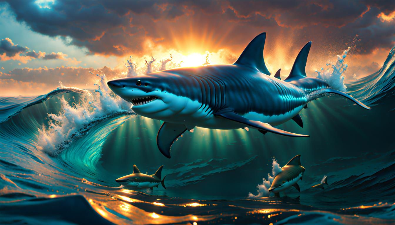 Sharks - AI Generated Artwork - NightCafe Creator