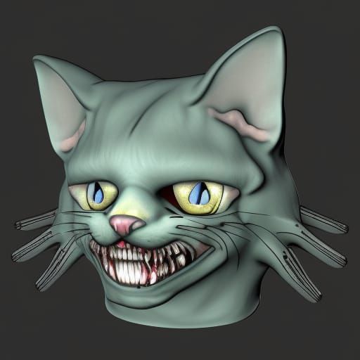 Cat, mutant zombie cat, 3d grotesque