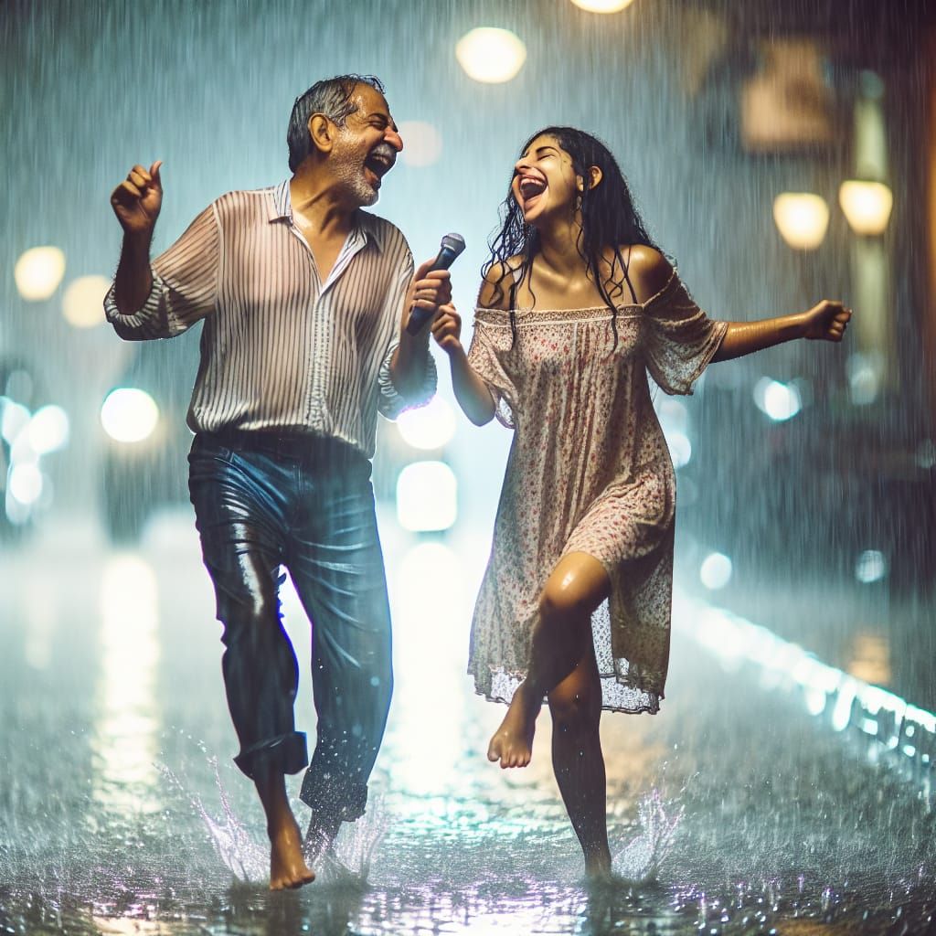 dancing rain falling