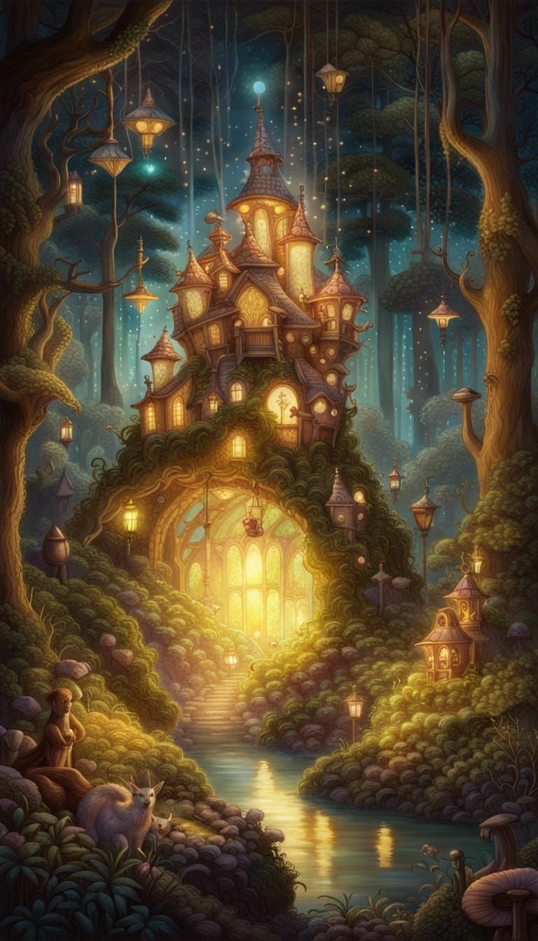 Fairyland forest at night time - AI Generated Artwork - NightCafe Creator