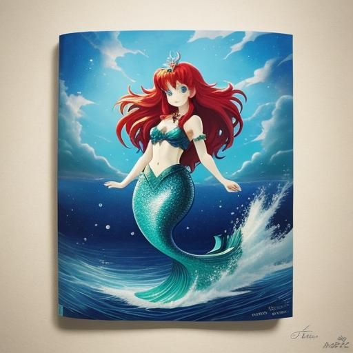 Little Mermaid Illustration on the page of a book