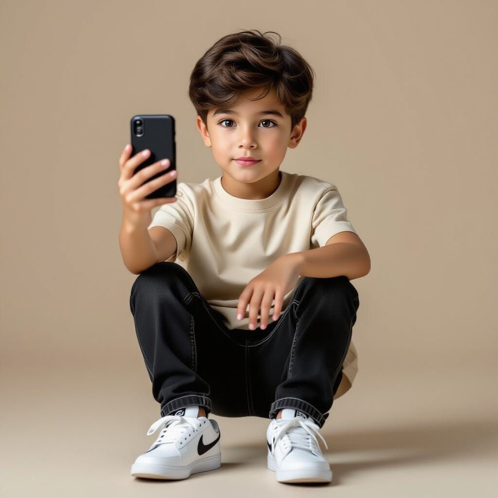 Photorealistic Selfie of a Boy in Casual Outfit
