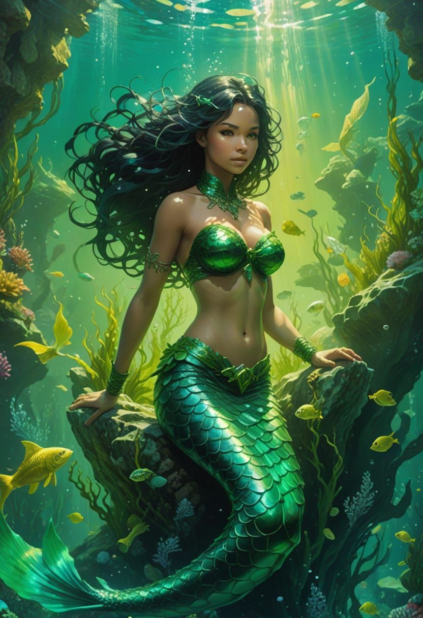 Black-haired mermaid (DreamShaper XL Lightning)  by @Mak