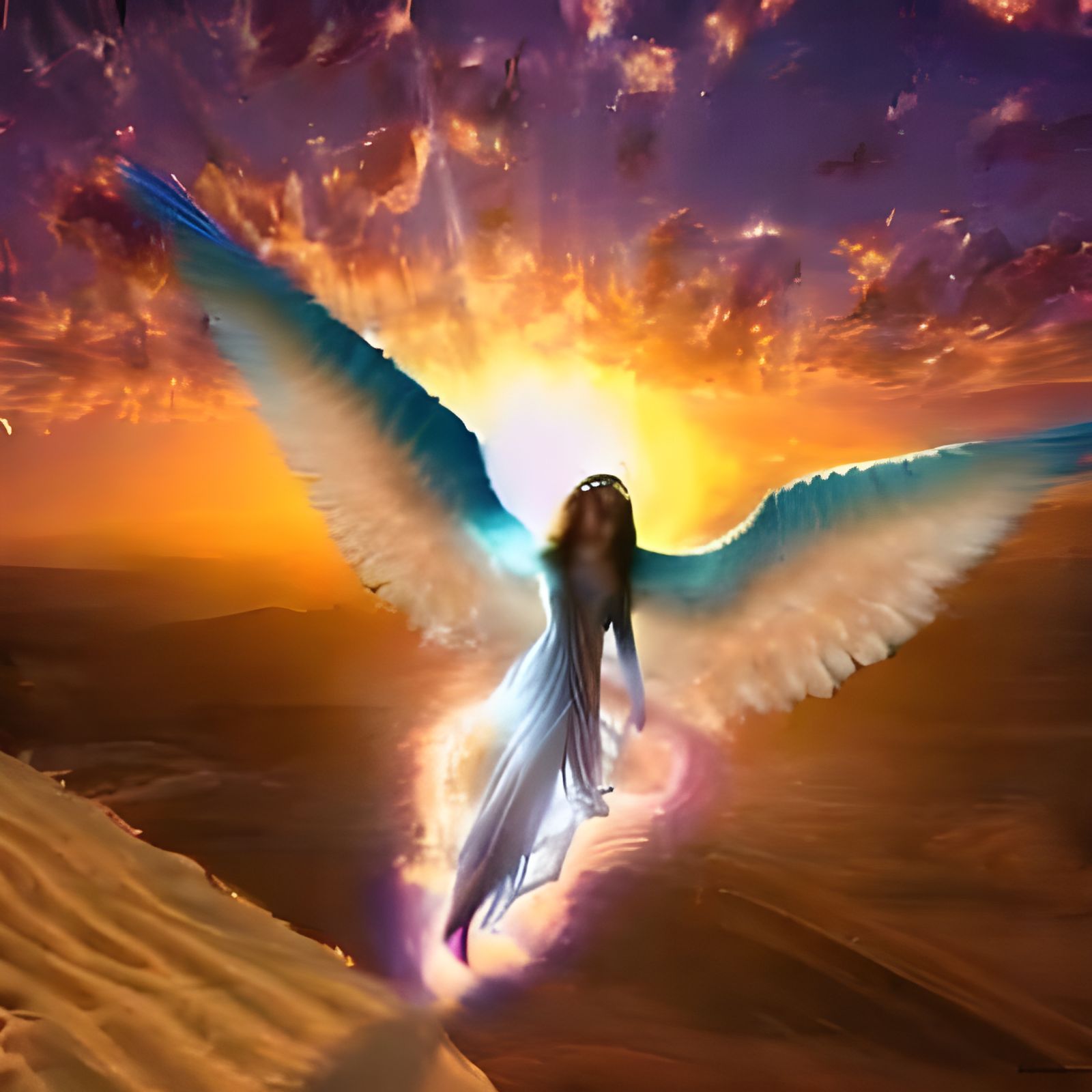 “Twilight: woman angel flies in gliding flight with eagle wings 300 ...