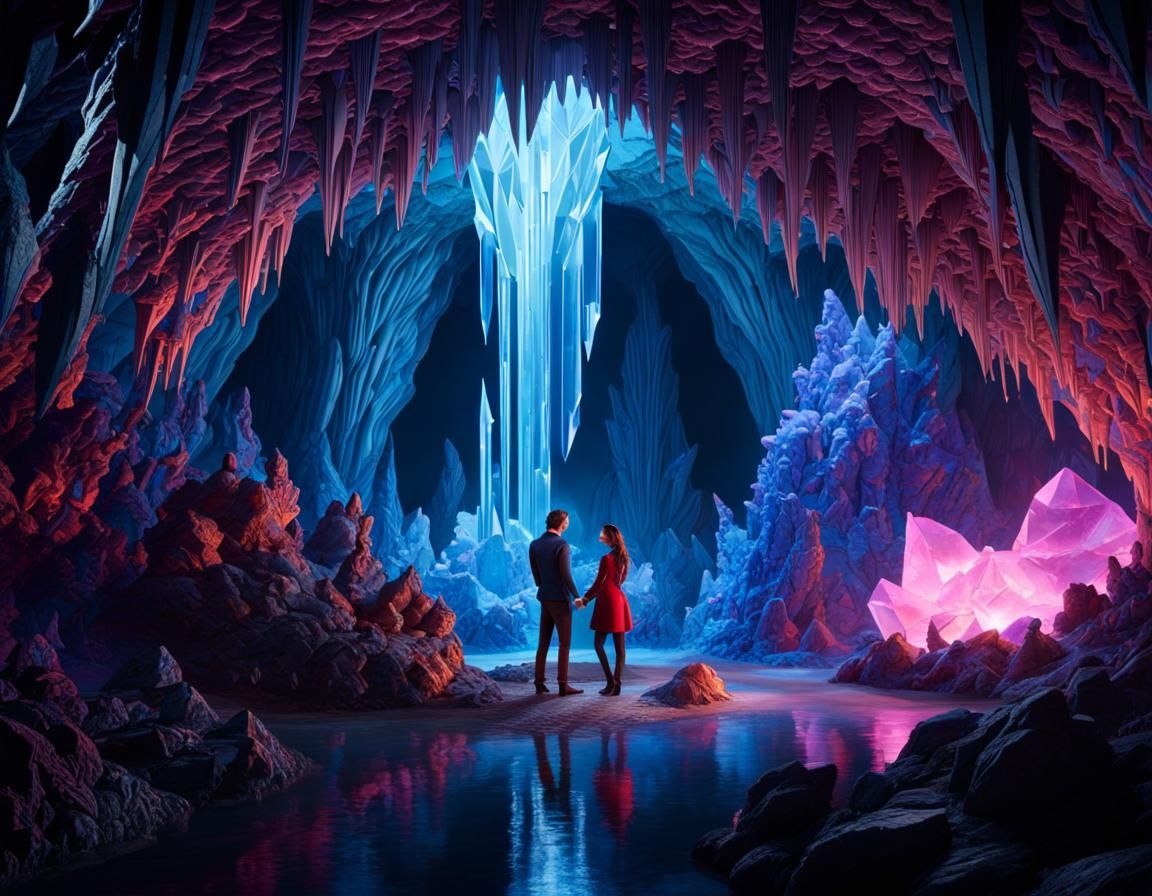 A Couple Dating In A Crystal Cave - Ai Generated Artwork - Nightcafe 