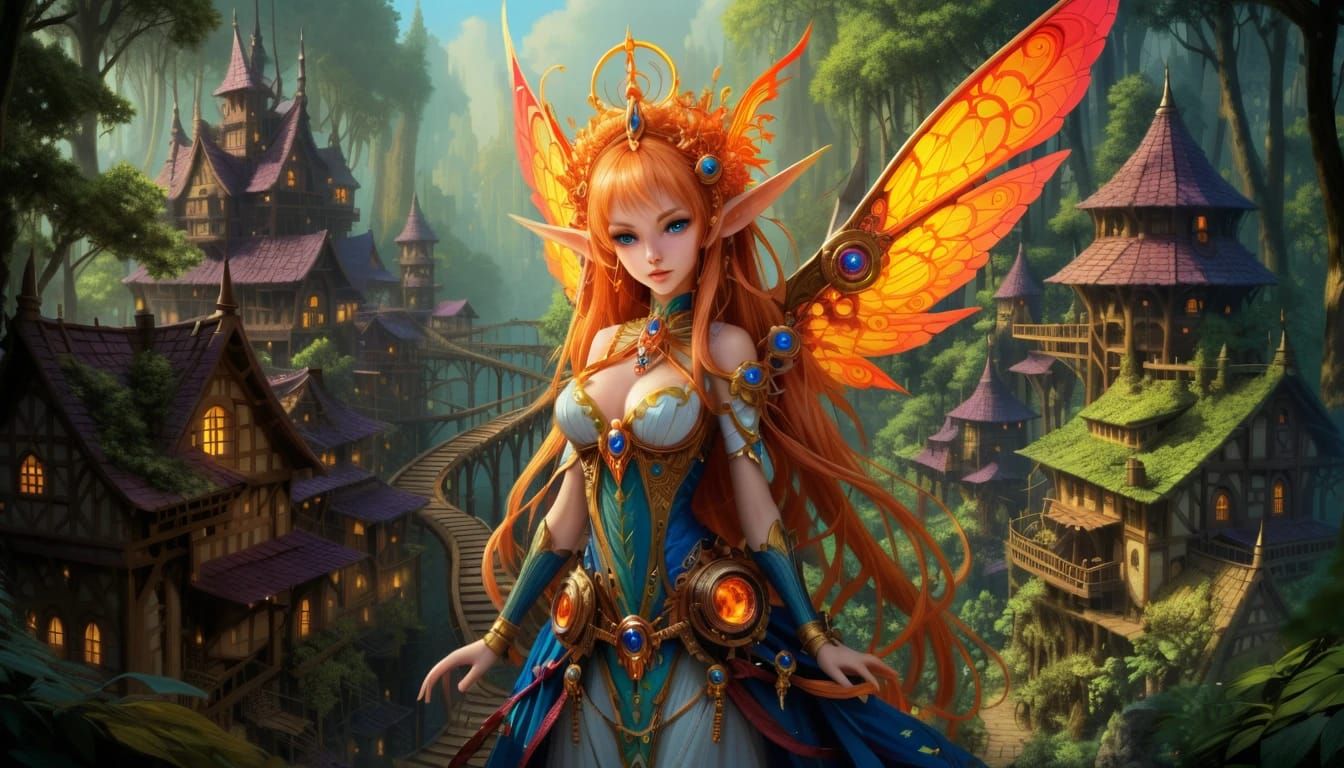 Steampunk Elven Woman with Ken Kelly Fantasy Art Color Palet...