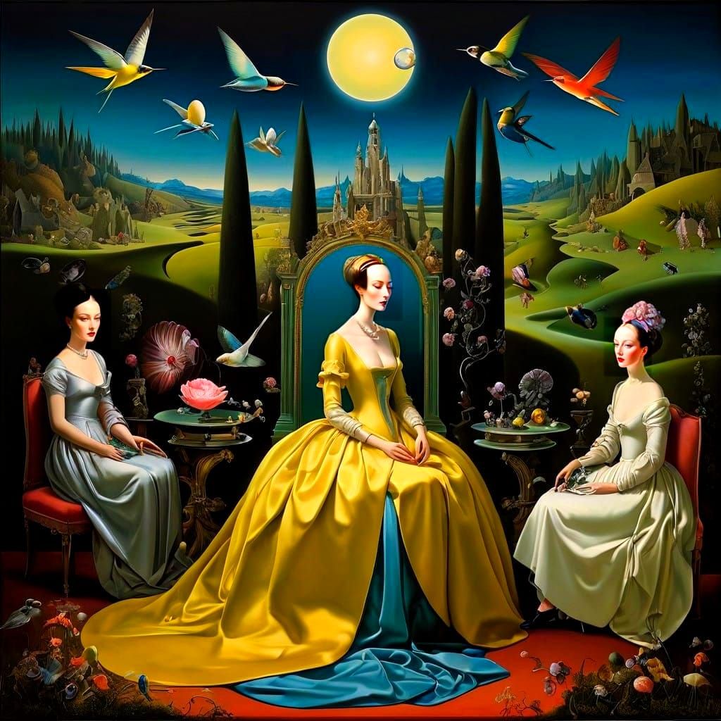 Surrealistic Female Figures in Vibrant Colors