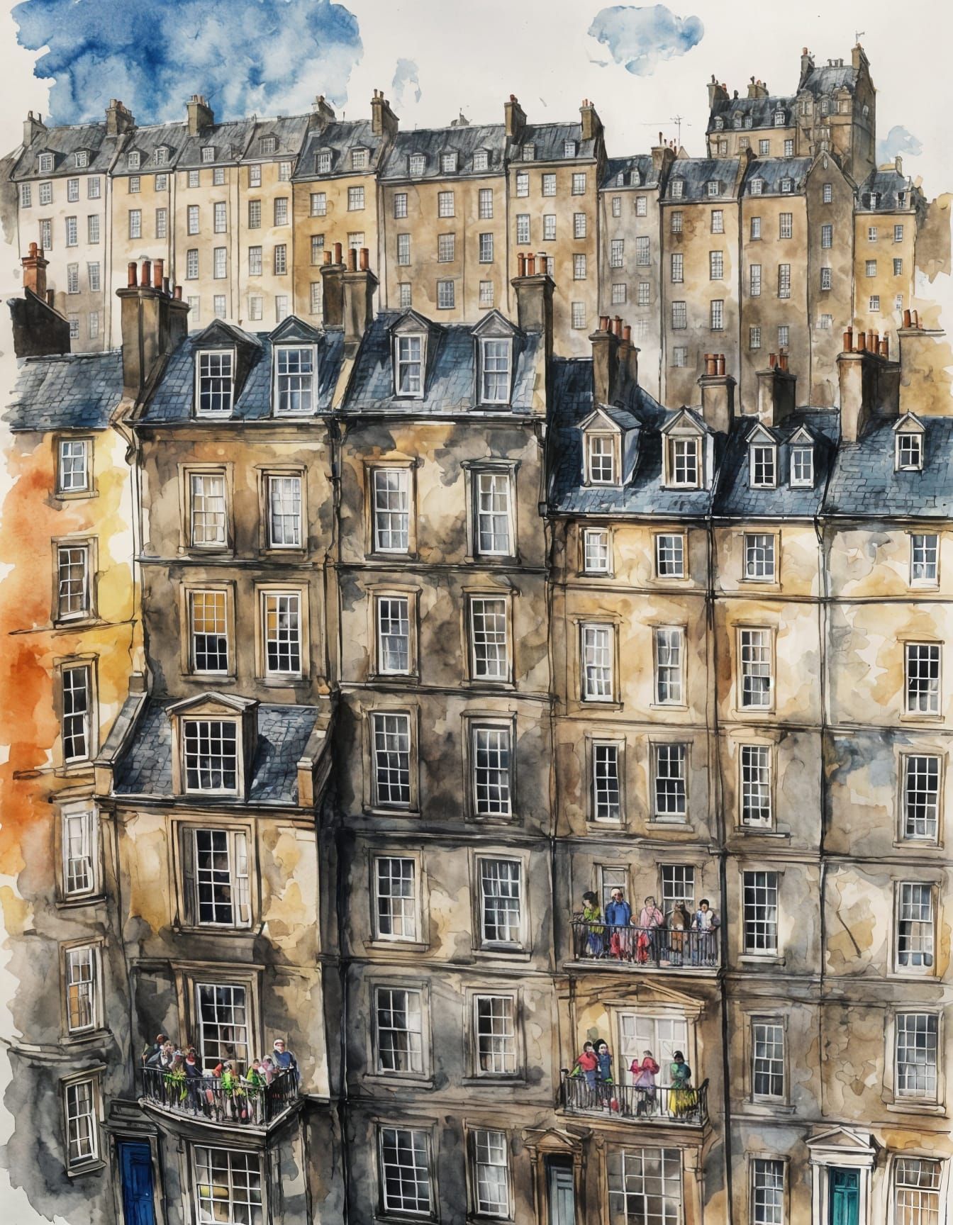 Edinburgh Old Town with a  view to the Castle