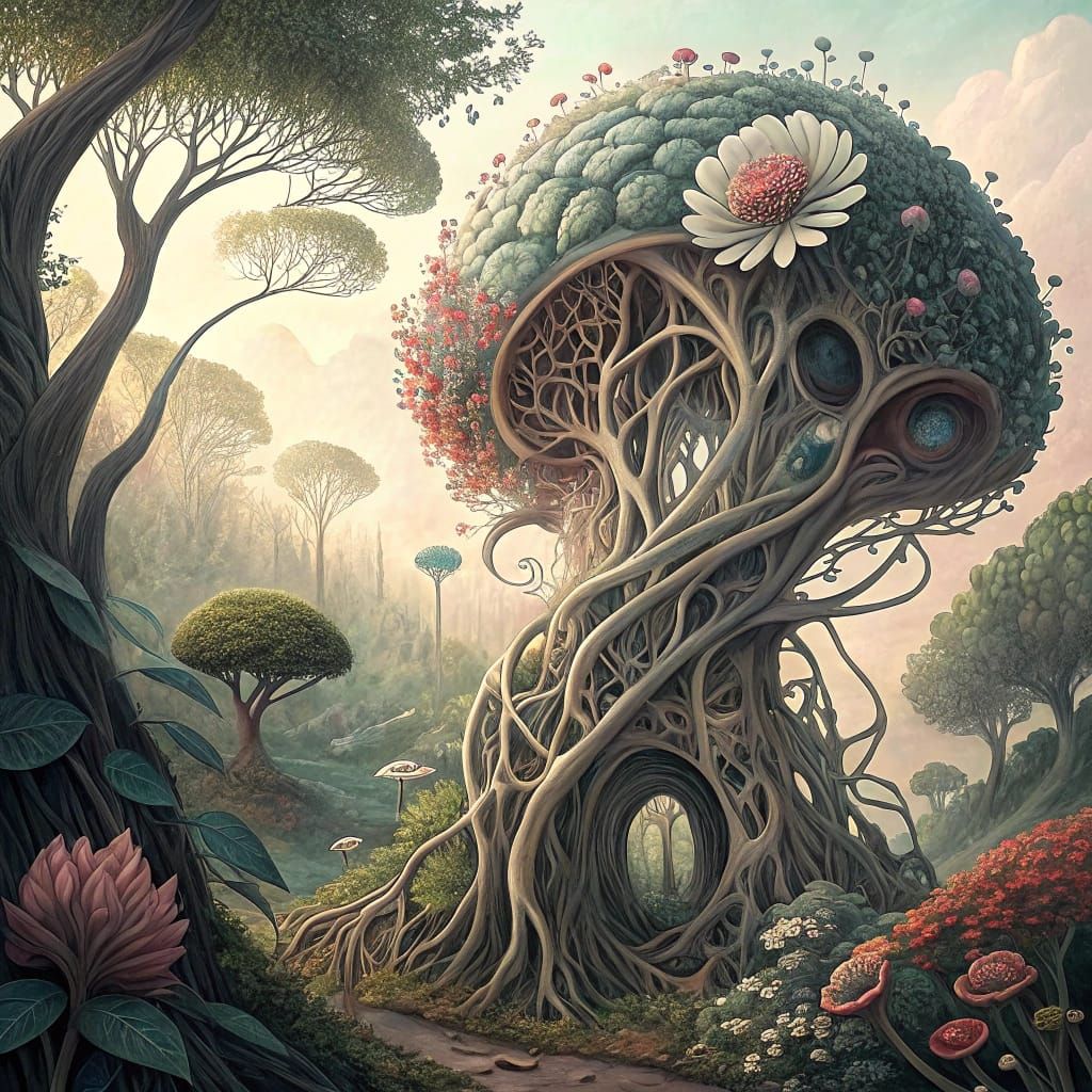 Surreal Botanical Masterpiece in Vectorial Style