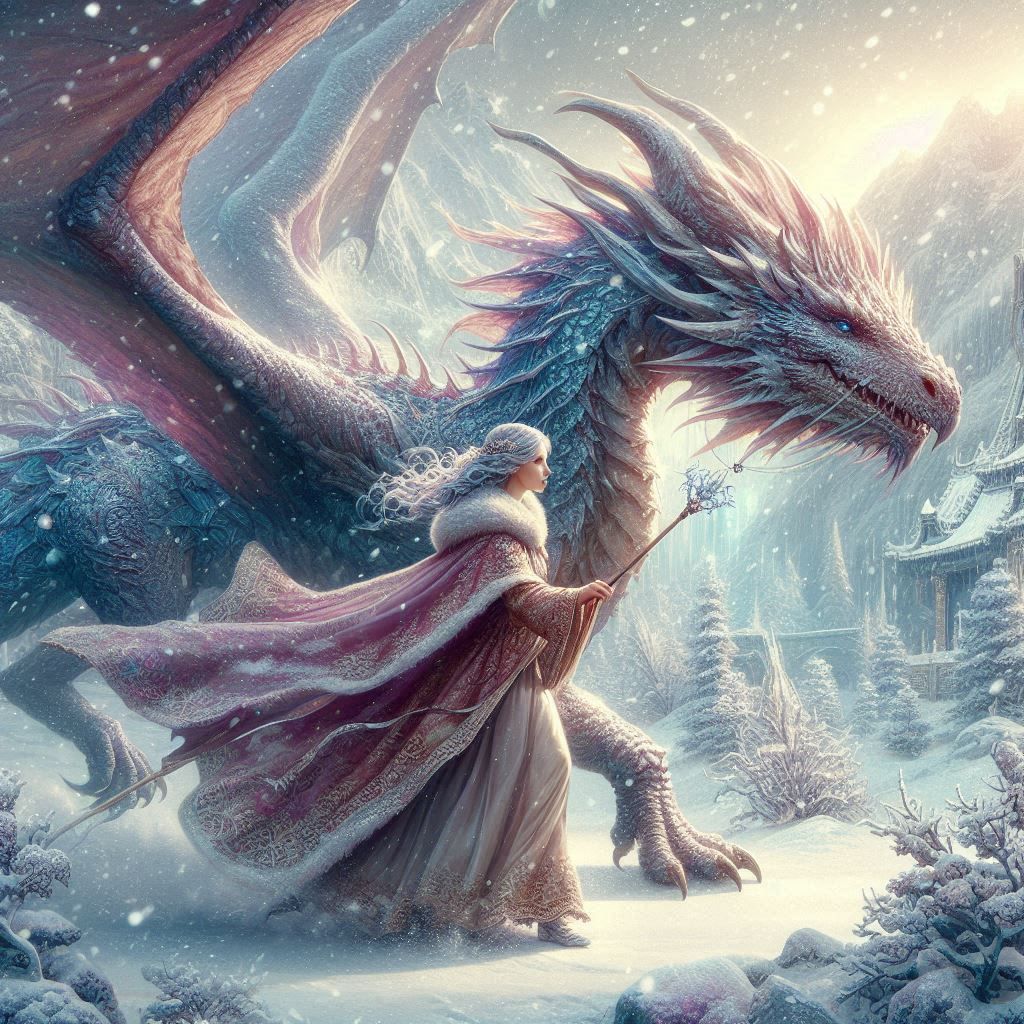 woman and dragon