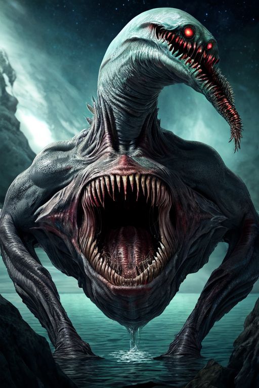 Scary eldritch horror sea monster