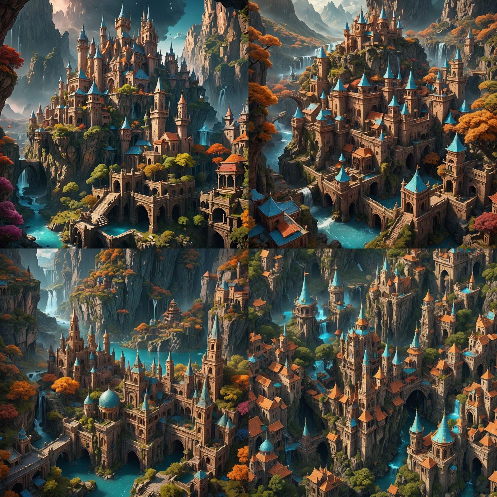 Men Admire Fantastical Landscape in Detailed Matte Painting