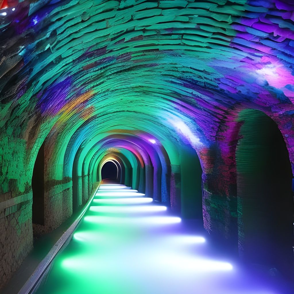 underground waterway, catacombs, full of glowing crystals beauty 8k ...