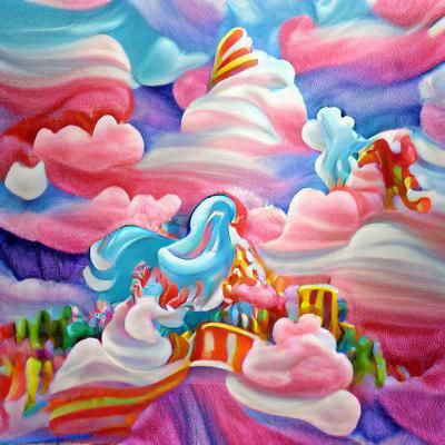 Cotton Candy clouds and pegasus land
