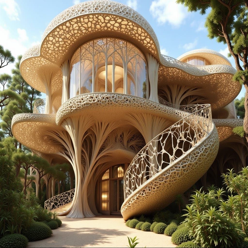 <lora:Flowing Root Lines:1.0> SINGLE STORY CRACKLE WEBS NETS STRINGS, VOGUE FANCIEST DRESS MODEL, tans creams mosaic eco-home futuristic biz...