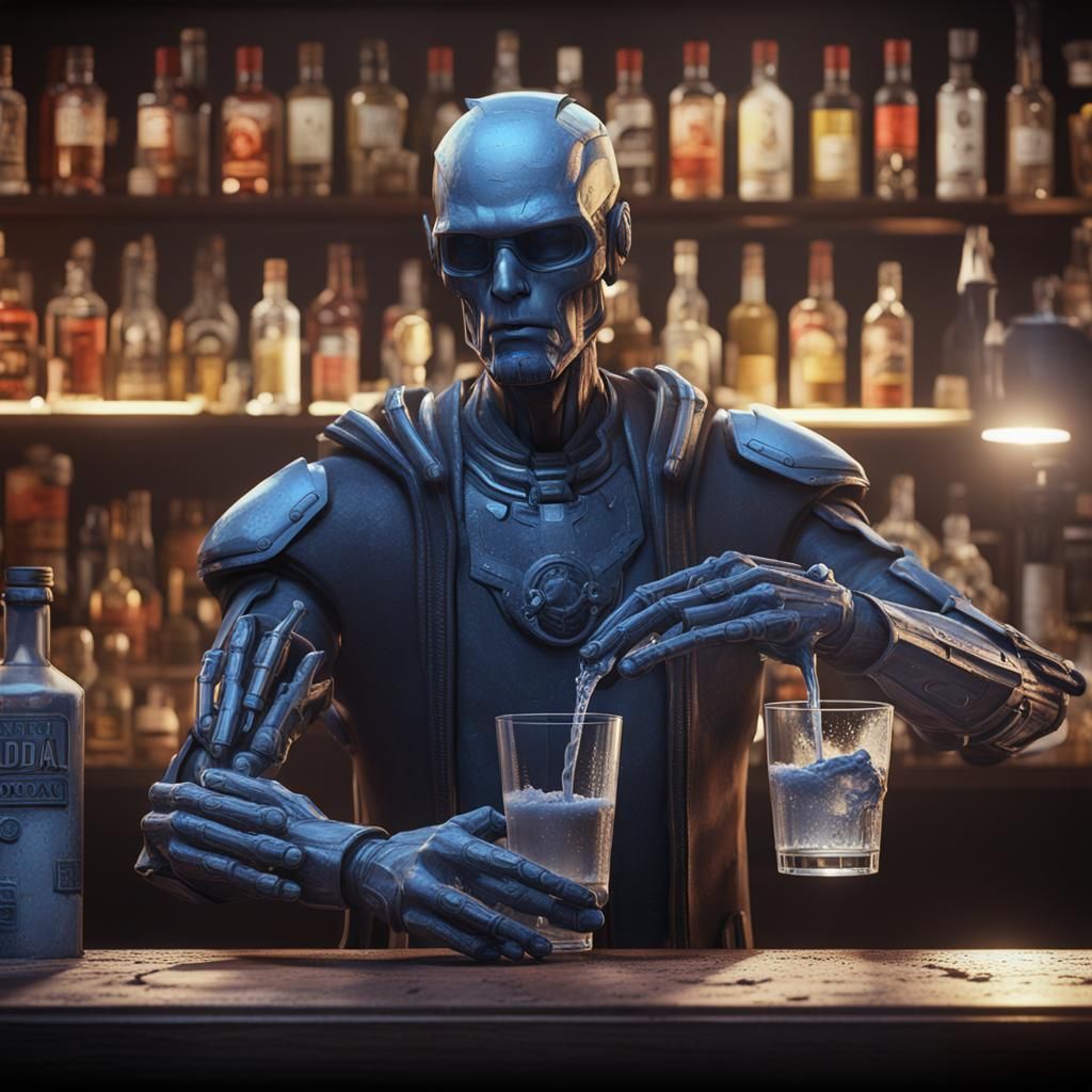 HUMANOID-3D PRINTERS DRINK VODKA IN A BAR