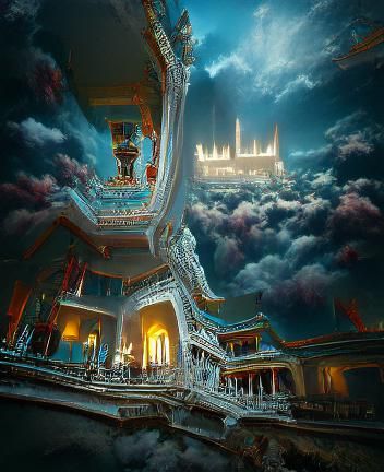Beautiful palace in heaven 8k resolution holographic astral ...