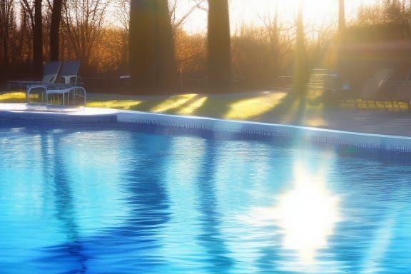 outdoor pool heavenly sunshine beams divine bright soft focu...