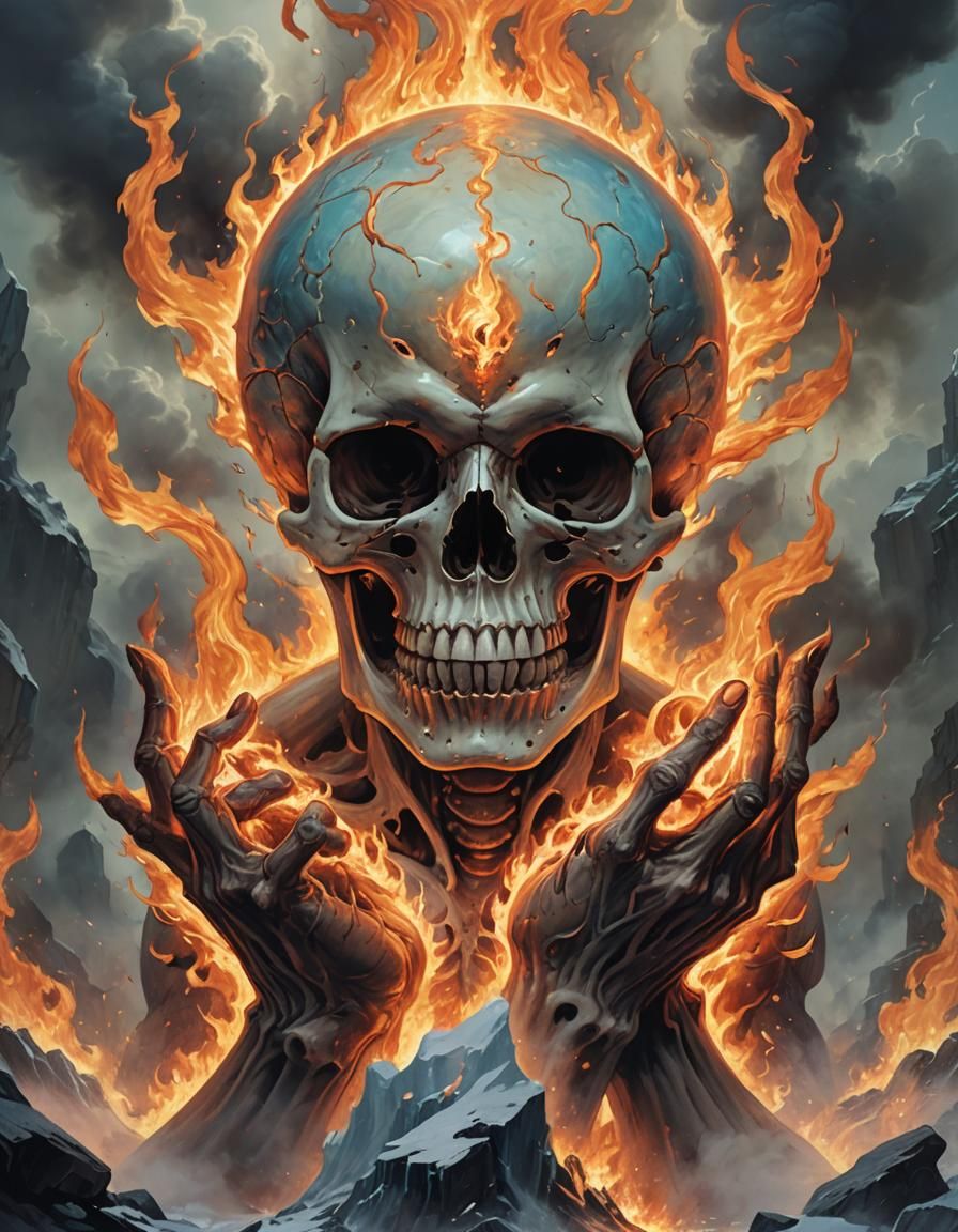 Flaming skull