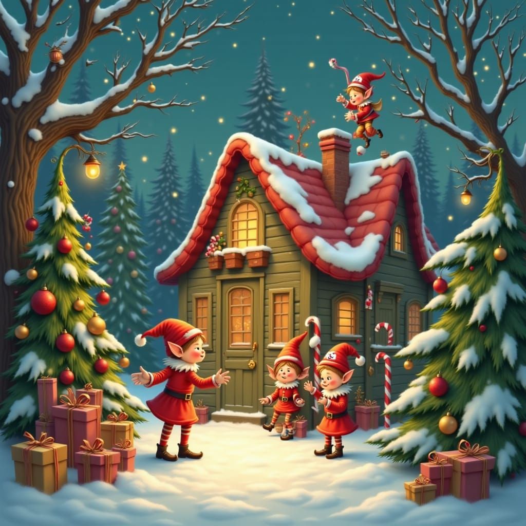 a shop in the style of <lora:Elf Service:1.0>