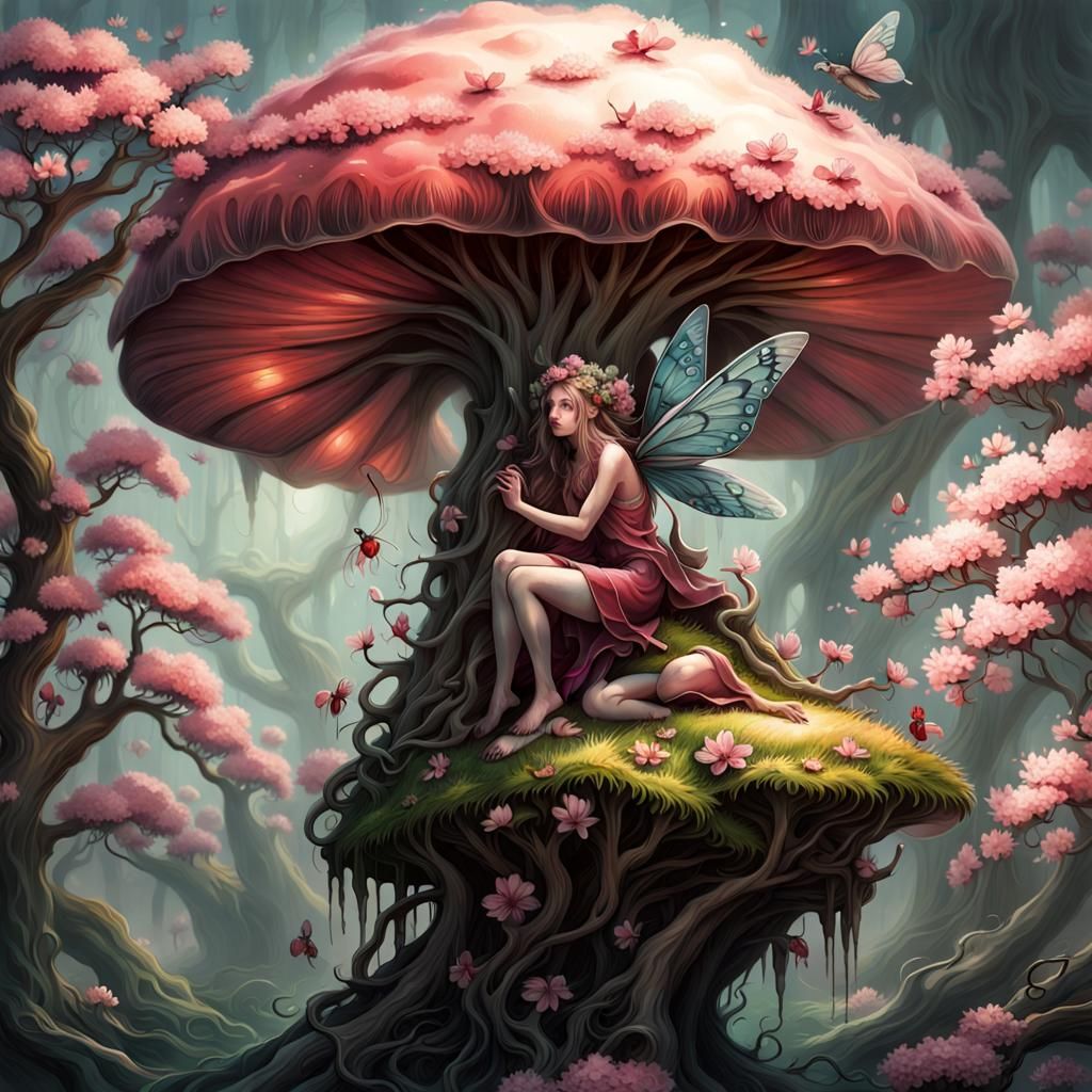fairy sitting on a mushroom