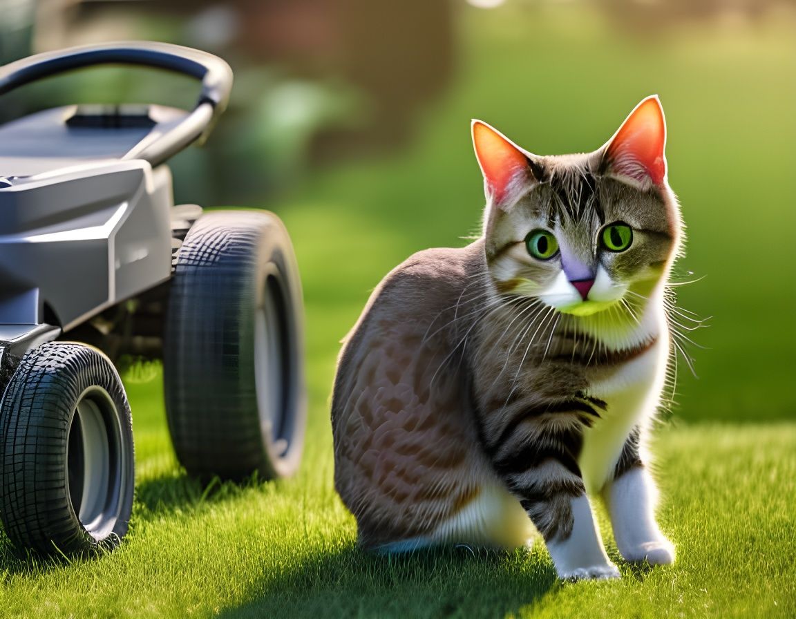 Cat Mowing the Lawn - AI Generated Artwork - NightCafe Creator