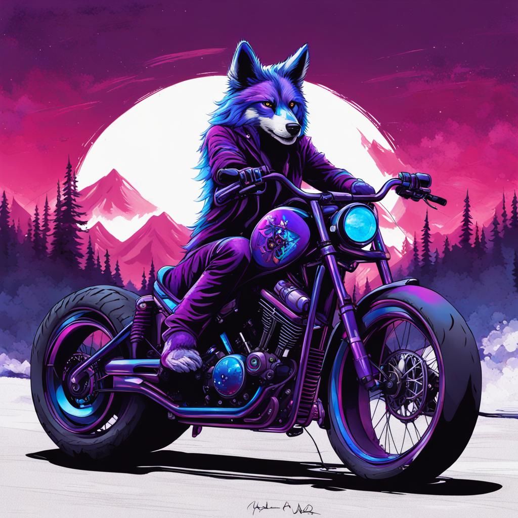 Furry art Krystal Wolf (sie ist rot und Violet, blau  Augen ...