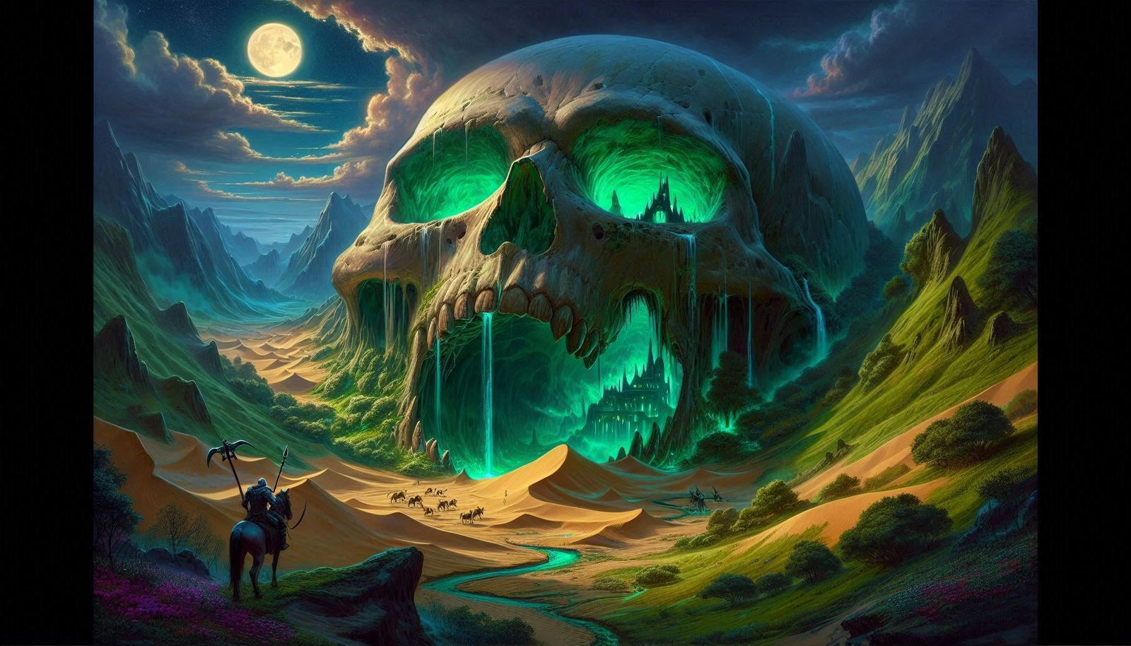 Skull Mountain at night