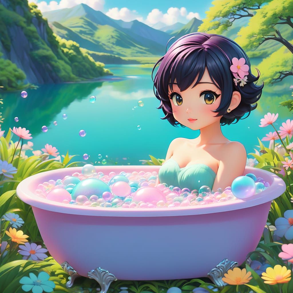 Cute pastel bubble bath