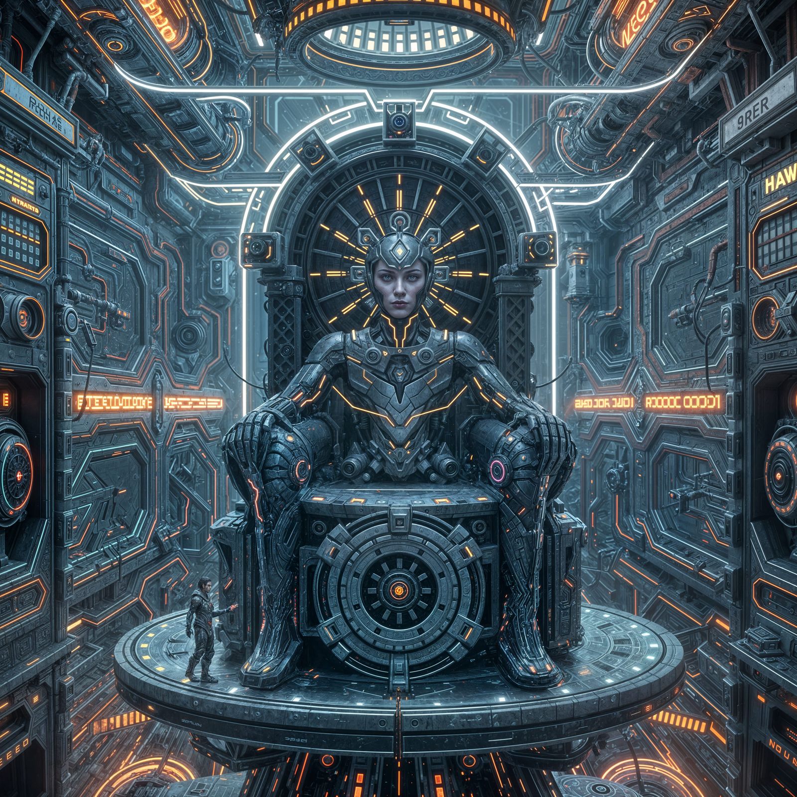 Surreal Cyberpunk King Rules the Futuristic World