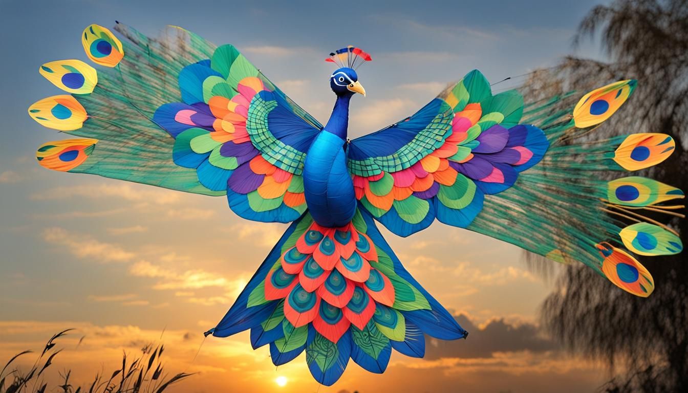 Flying kite Peacock - AI Generated Artwork - NightCafe Creator