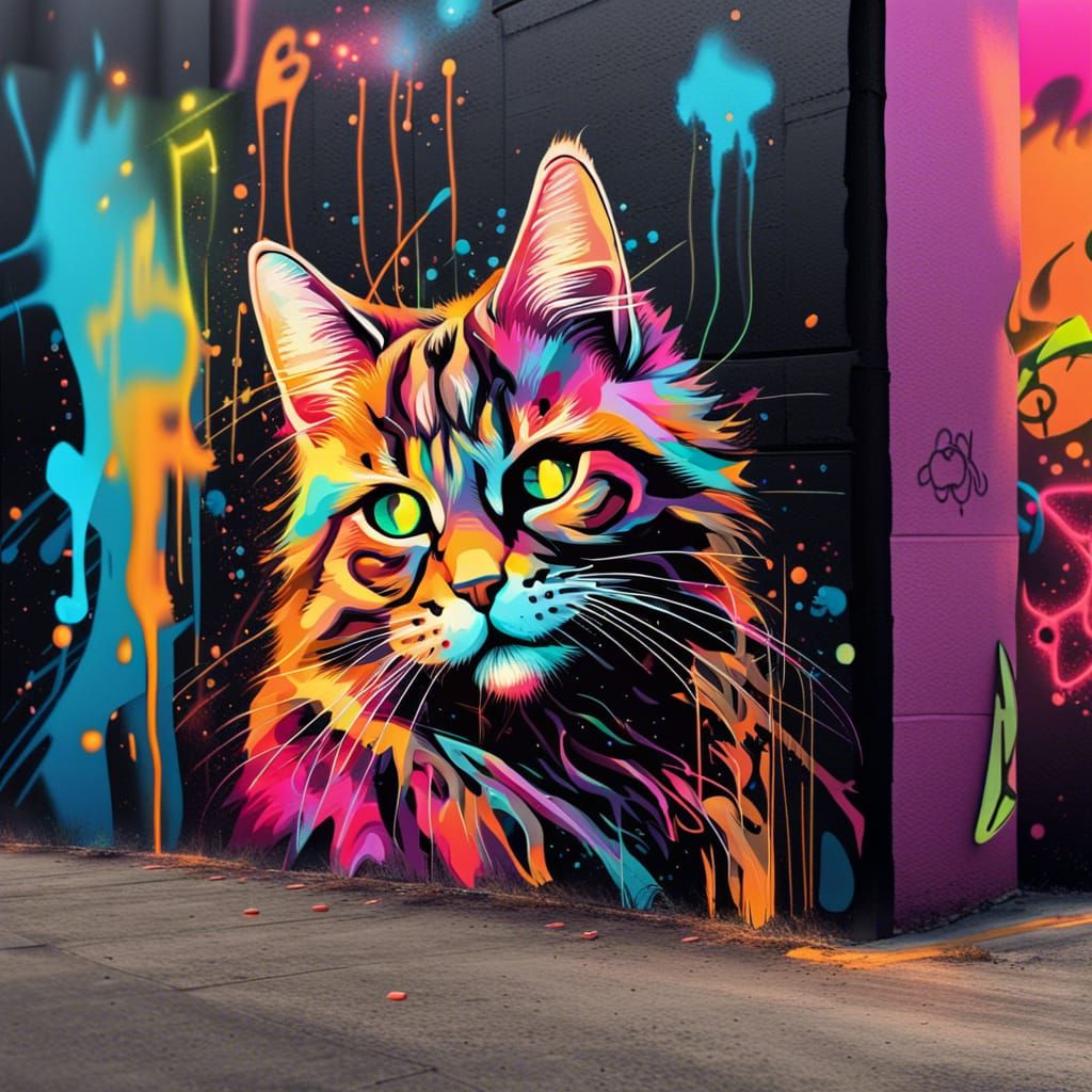Graffiti Cat AI Generated Artwork NightCafe Creator