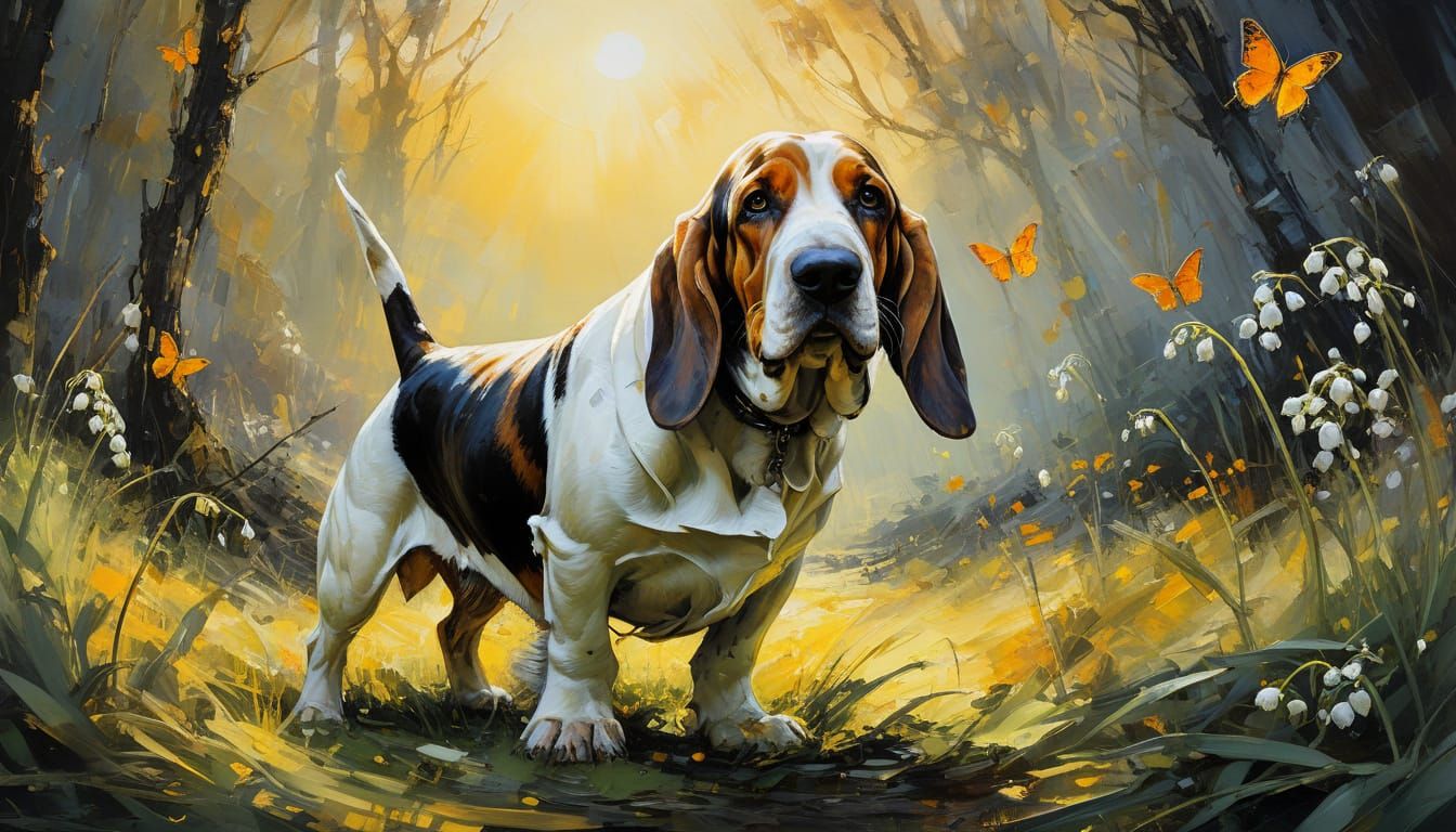 Basset Hounds at lilly valley  by @Imvlad