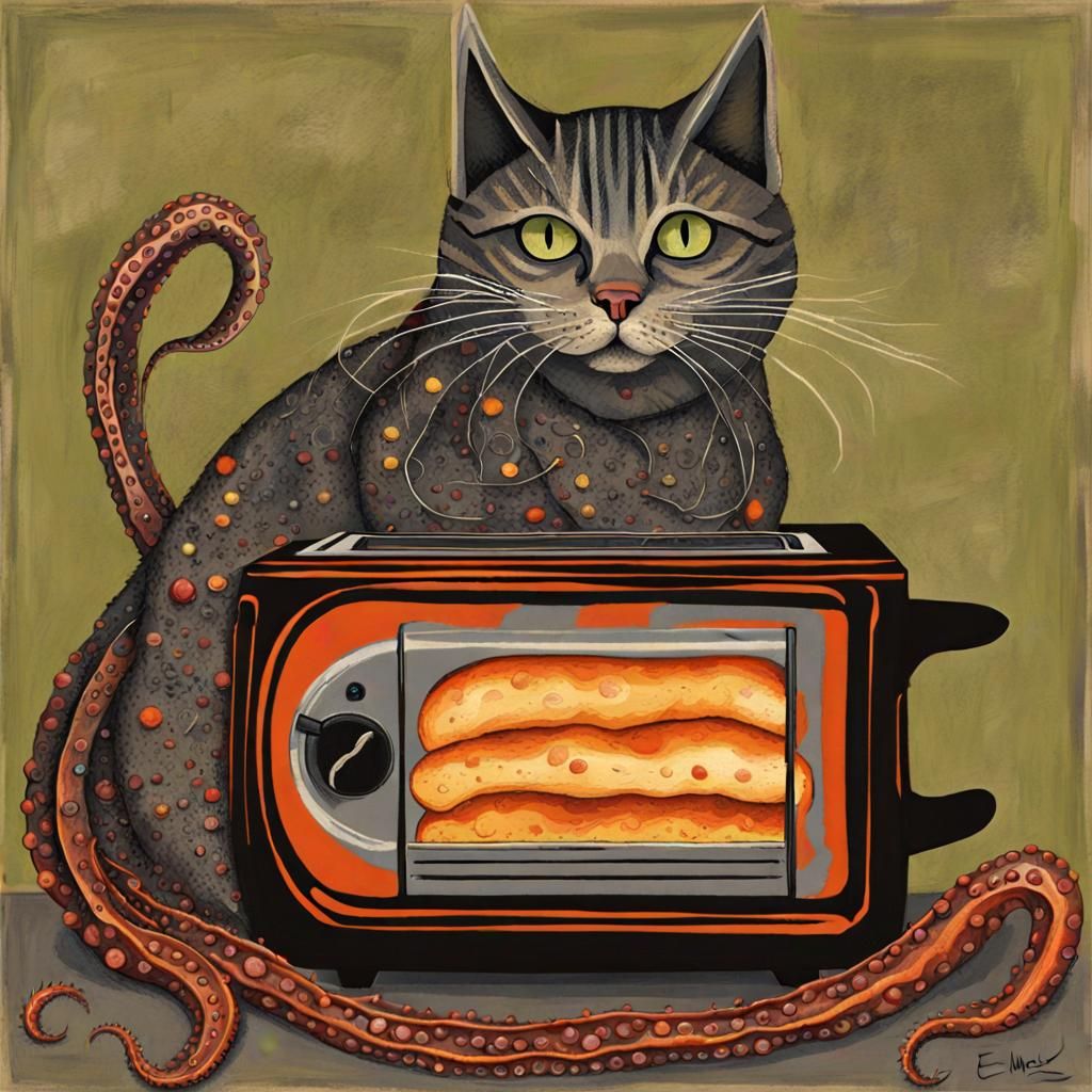 Cat + Toaster + Tentacles AI Generated Artwork NightCafe Creator