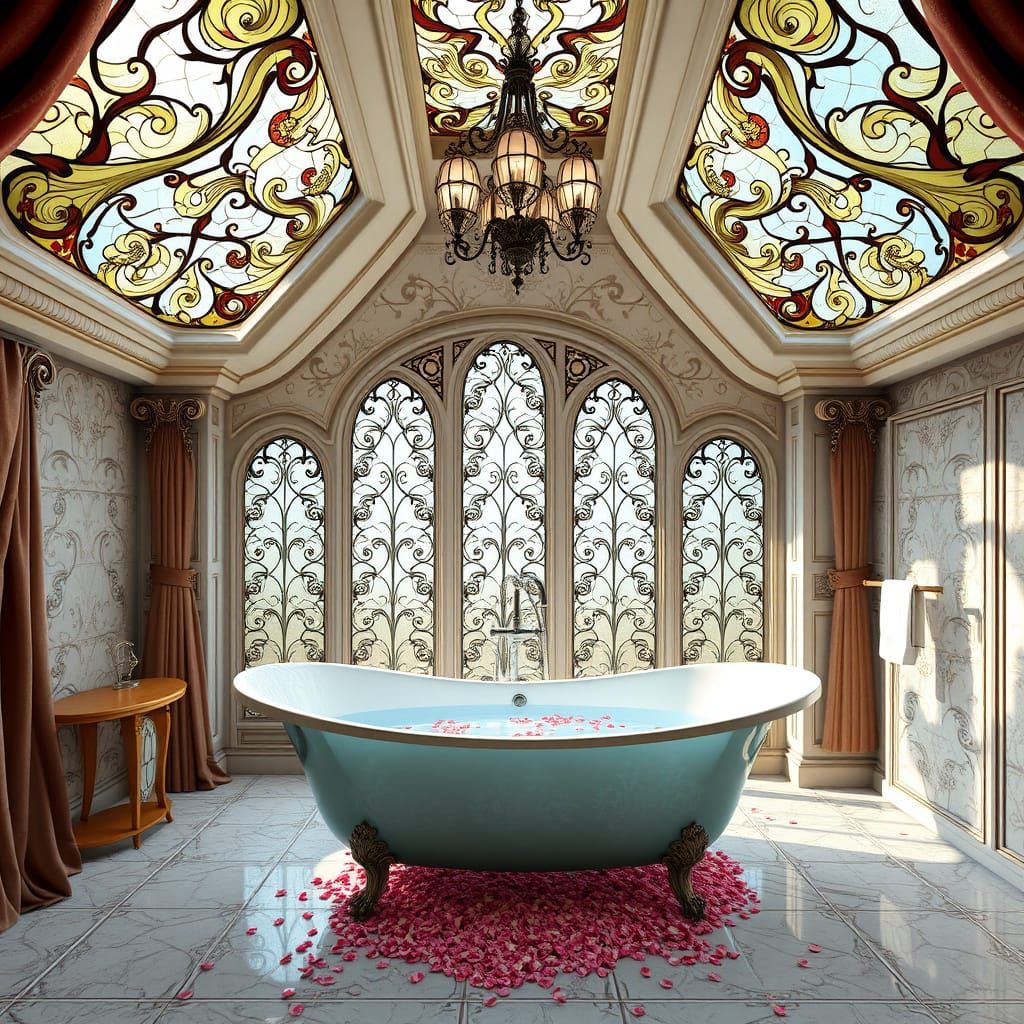 Surreal Boudoir Oasis with Art Nouveau Flair