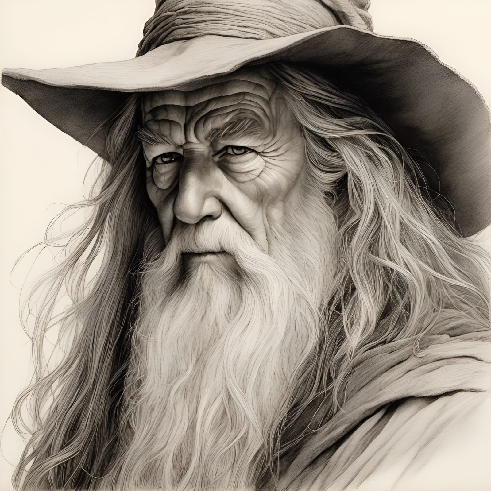 Gandalf Life Drawing in Pyrography Style