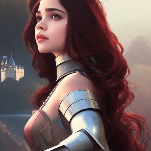India Eisley as Armored Knight: Hyperdetailed Portrait