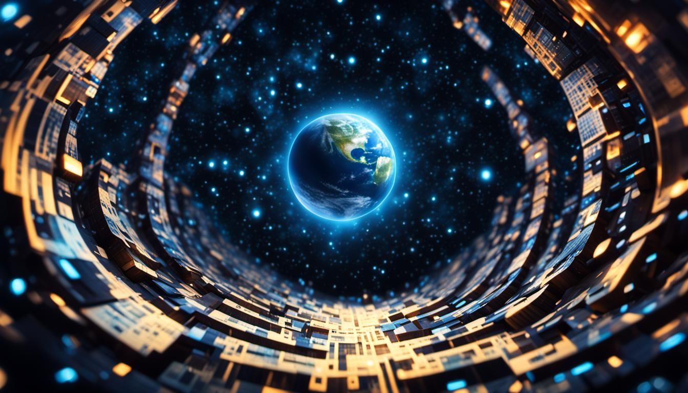 Scientific theory about the universe being a simulation, gli...