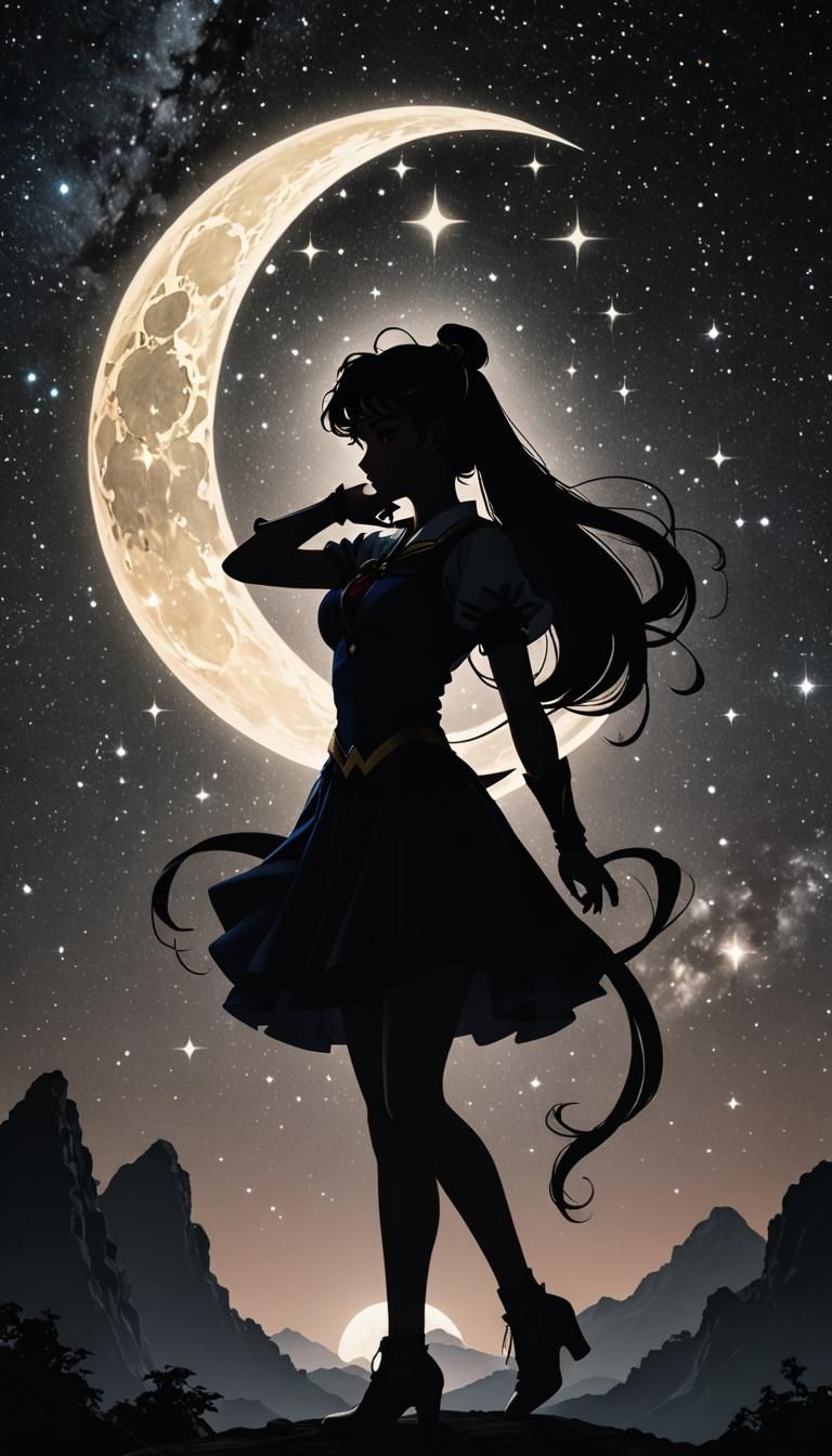 A Silhouette Sailor Moon(black shadow1:5) in her famous pose...