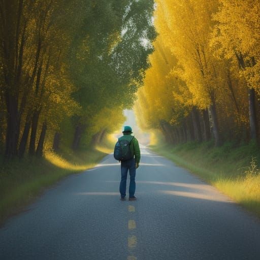 Hitchhiking to Meiron Vibrant Oil Painting