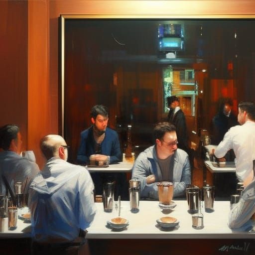 coffee with friends in the NightCafe