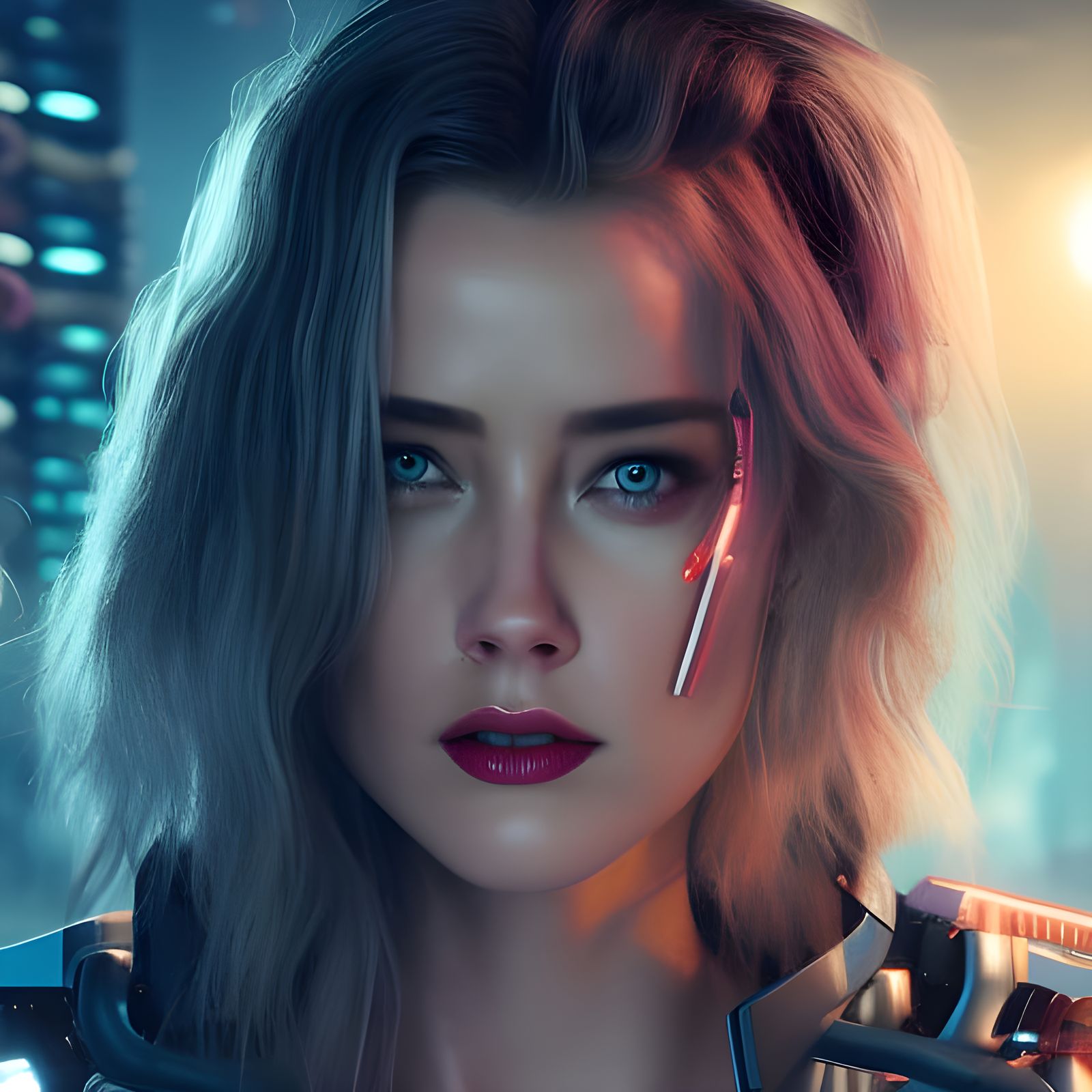 Amber Heard As V In Cyberpunk 2077 Professional Photograph AI amber-heard-as-v-in-cyberpunk-2077-professional-photograph-ai